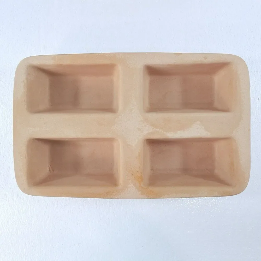Pampered Chef Stoneware Mini Loaf Pan Classics 4 Cavity Break Baking Stone 1418